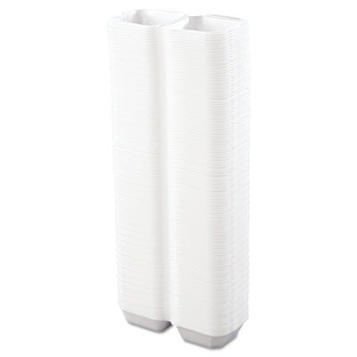 Boardwalk 0109BW White Foam Hinged Lid Sandwich Containers 6x6 Inches - 50 Pack Disposable Lunch Boxes for Picnics, Office Meals & Food Storage