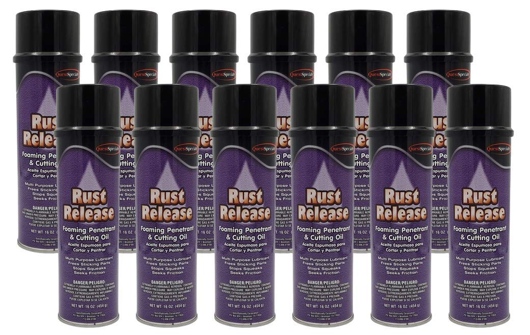 Quest Specialty-5690 Rust Release - Foaming Penetrating & Cutting Oil (20 oz) - 12 Pack - Industrial Lubricant for Rust Removal, Loosening Bolts & Metal Maintenance - Ideal for Automotive, Machinery & DIY Projects