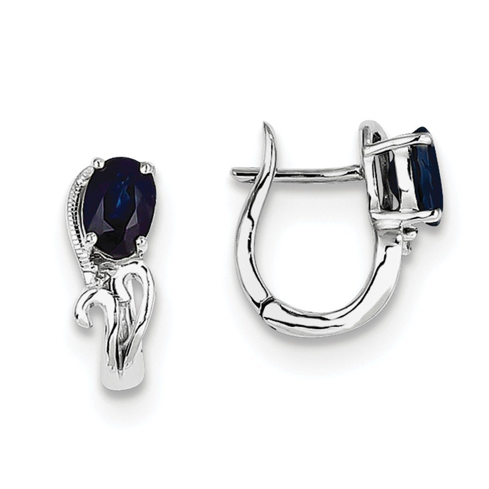 Sterling Silver Rhodium Plated Diamond & Sapphire Hinged Earrings for Women | Elegant Dangle Drop Earrings for Wedding, Party & Special Occasions