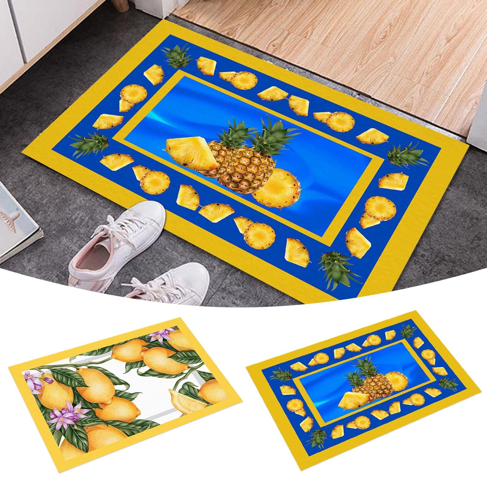 Non-Slip Sunflower Lemon Floor Mat - Waterproof Entryway & Bathroom Rug for Spring Summer Decor - Perfect for Home, Kitchen, and Front Door Use