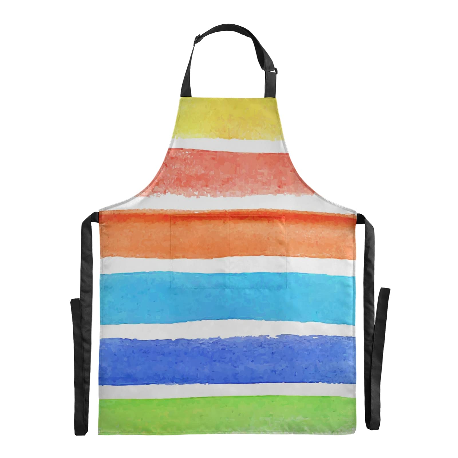 Rainbow Stripe Apron - Unisex Waterproof Kitchen Bib for Cooking & Baking