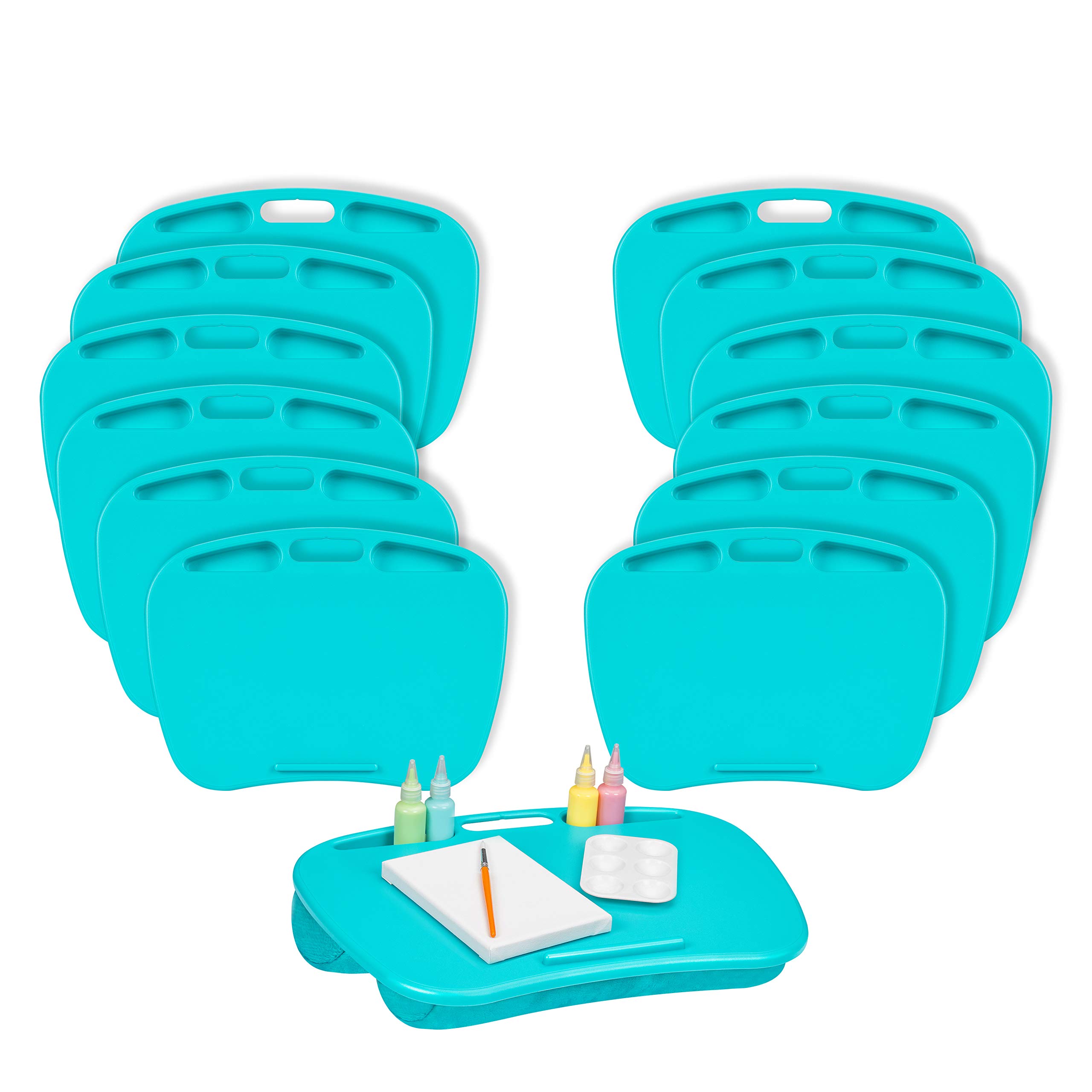 LAPGEAR MyDesk Lap Desk with Device Ledge & Phone Holder - 15.6 Inch Laptop Tray - Portable Workstation for Home Office, Bed, Couch - Turquoise (Pack of 12) - Style 44009