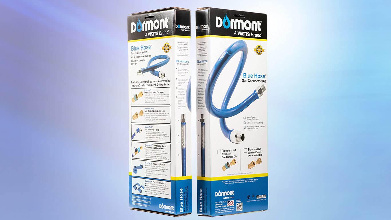 Dormont 3/4 Inch x 48 Inch Blue Premium Gas Hose Connector Kit (2 Pack) - Perfect for Outdoor Grills, RVs & Gas Appliances
