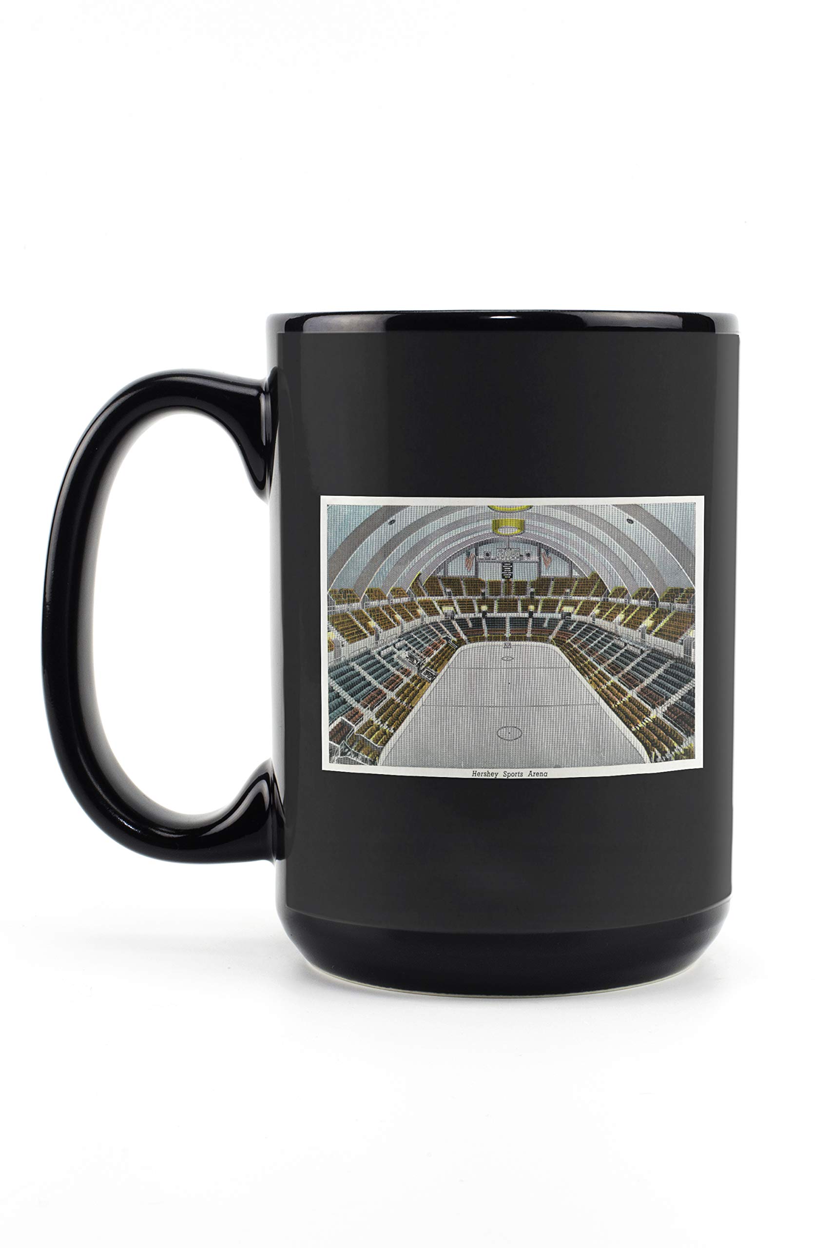 Hershey Sports Arena 15oz Black Ceramic Coffee Mug - Microwave & Dishwasher Safe - Perfect for Hot Tea, Coffee & Soups - Pennsylvania Souvenir Gift for Sports Fans