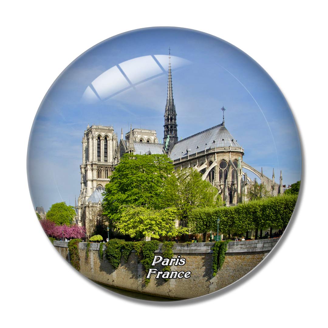 France Notre Dame de Paris 3D Crystal Glass Fridge Magnet - Whiteboard Refrigerator Magnet Souvenir Gift for Travel Lovers, Home & Office Decoration
