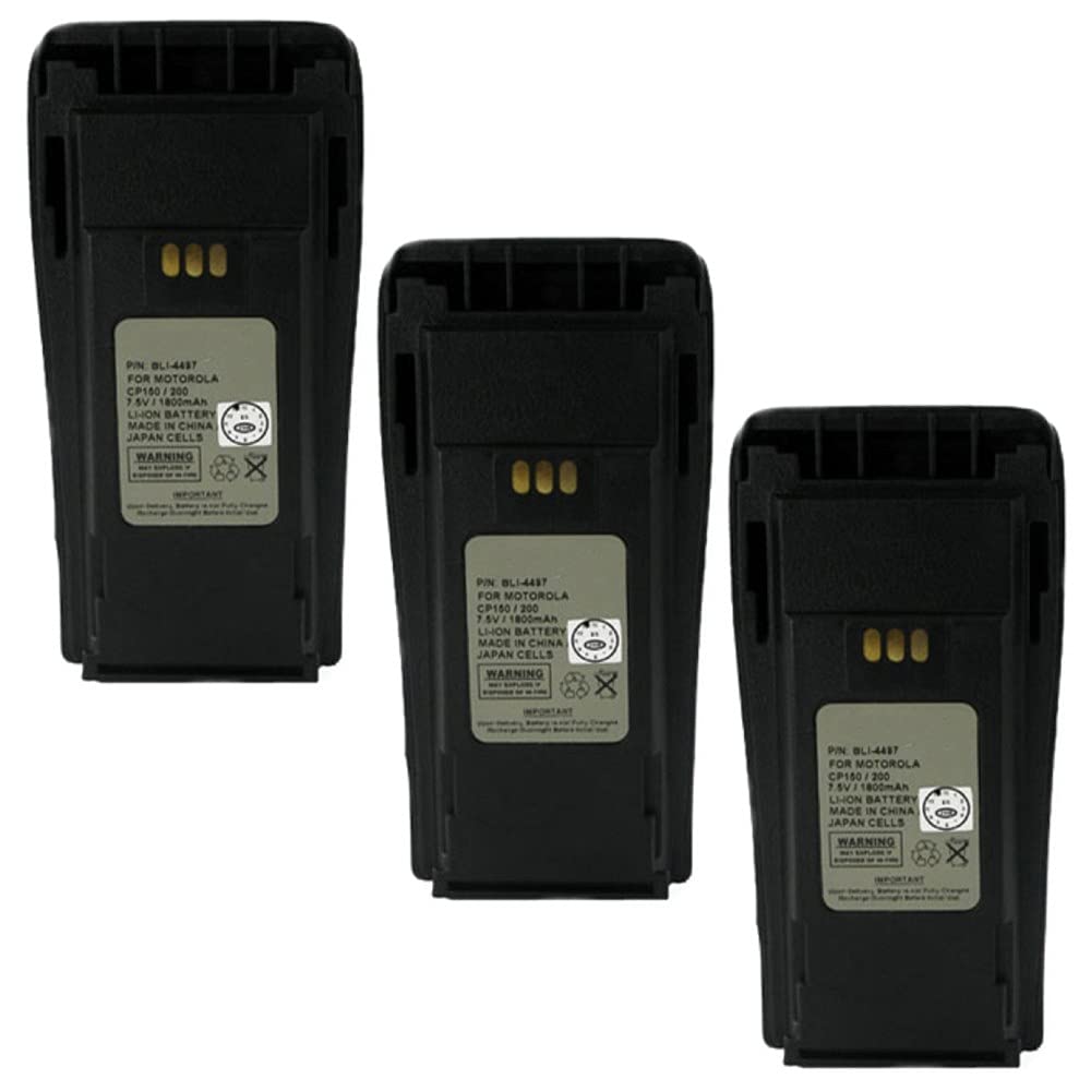 Synergy Digital 2-Way Radio Li-Ion Battery Pack - 7.5V 1800mAh Replacement for Motorola PMNN4005 & NNTN4497 (3-Pack) - Perfect for Construction, Security, and Outdoor Communication