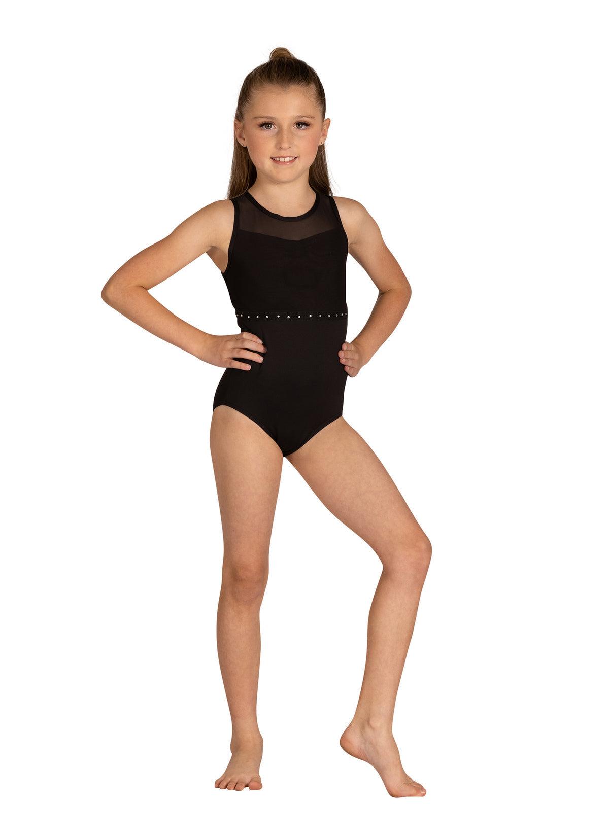 DanzNMotion Sparkling Rhinestone Tank Leotard for Kids - Perfect for Dance Competitions, Recitals & Performance Costumes