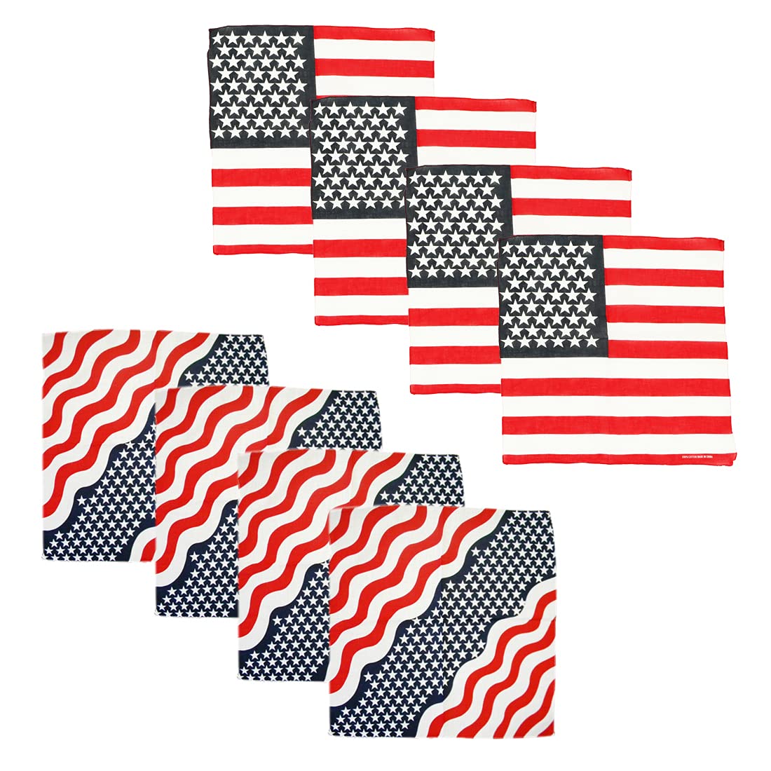 Motique Accessories USA Stars and Stripes Bandana - Patriotic American Flag Bandana - 21 Inches (One Size Fits Most) - Perfect for 4th of July, Parades, and Outdoor Adventures