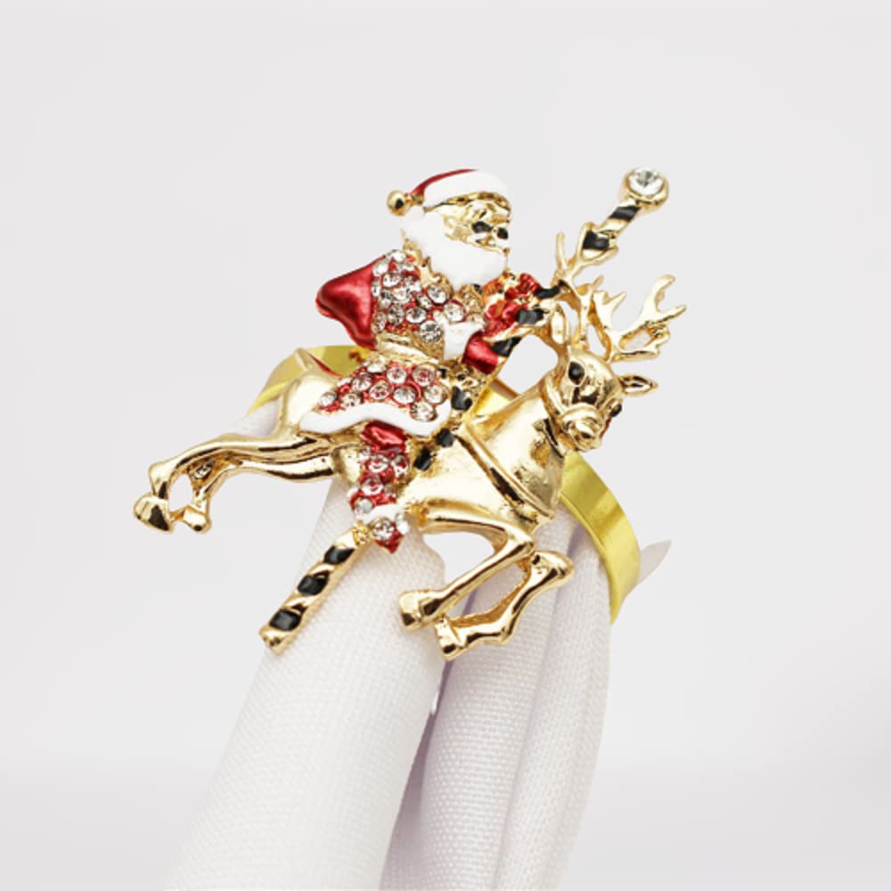 6 Pack Santa Claus Christmas Napkin Rings - Metal Holiday Table Decor for Christmas, Thanksgiving & Winter Parties - Perfect for Dining Table, Home Decor & Festive Gatherings