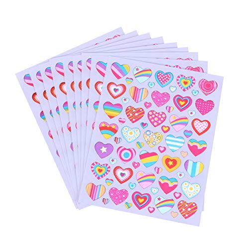 Healifty 10 Sheets Love Heart PVC Stickers - Colorful Teacher Reward Stickers for Classroom, Kids Education | Perfect for School Activities, Student Incentives & DIY Crafts