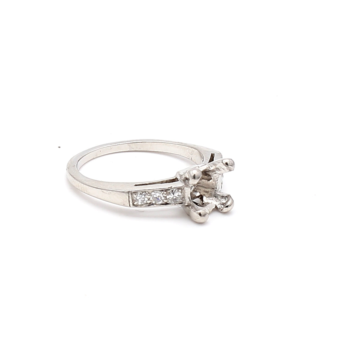 0.15 Carat Round Brilliant G VS1 Diamond Platinum Semi Mount Ring - Elegant Bridal Jewelry for Engagement & Wedding Bands
