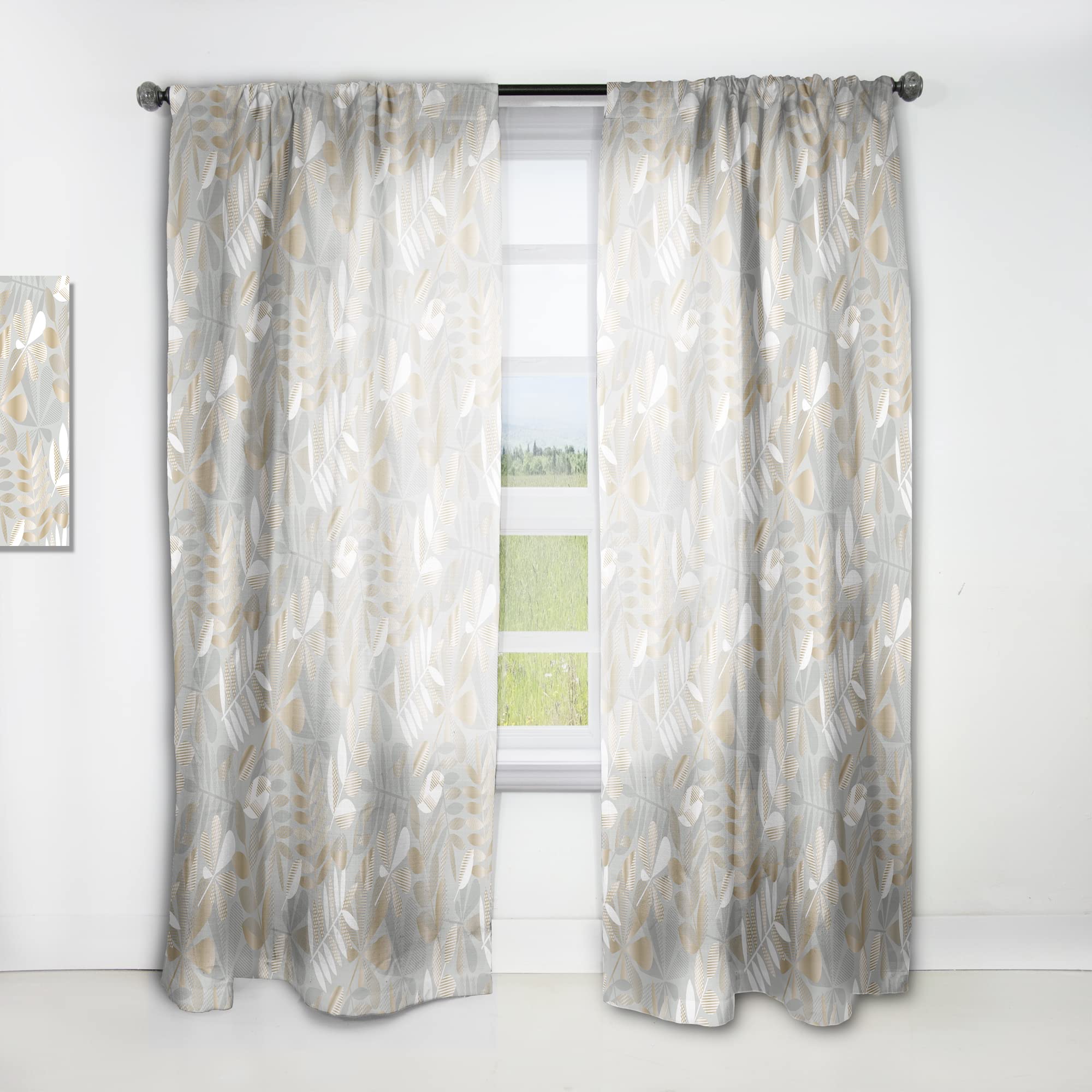 Golden Tropical Pattern VIII Thermal Insulated Curtains - Single Panel 52x120 Inches - Elegant Window Treatments for Bedroom & Living Room - Perfect for Sun Protection, Privacy & Energy Efficiency