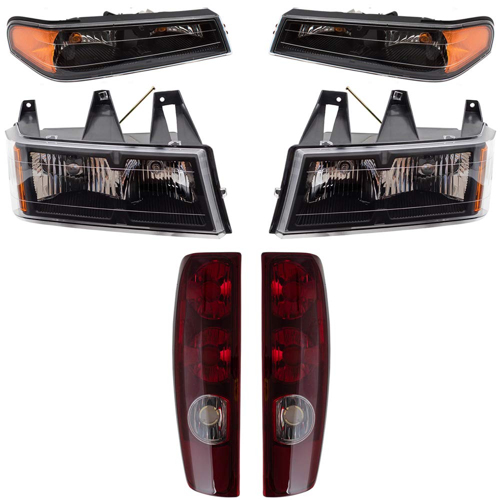 Brock Replacement 6-Piece Headlight & Taillight Kit - Compatible with 2004-2012 Chevy Colorado & GMC Canyon Pickup Trucks | Includes Parking Signal Lamps | Perfect for Night Driving & Vehicle Restoration