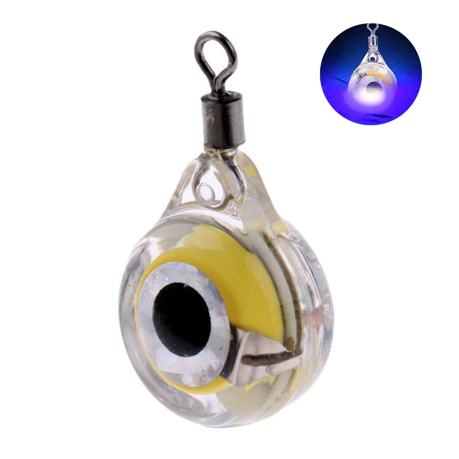 Fuqudun Mini LED Flashing Underwater Squid Bait - Glow Fishing Lures for Saltwater & Freshwater - Fish Attractor Light for Night Fishing, Kayak, and Boat Angling