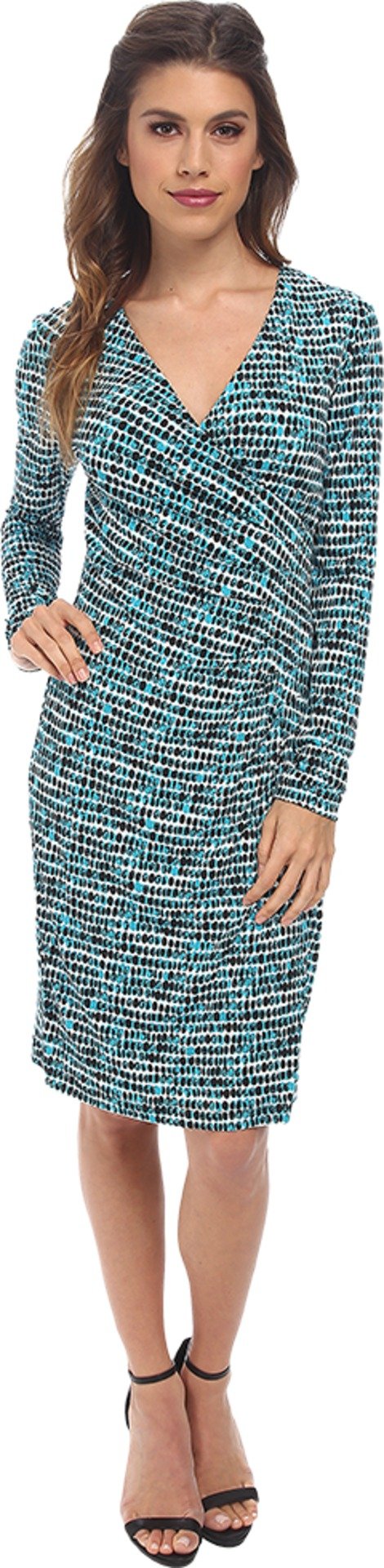 **Calvin Klein Women's Long Sleeve Asymmetrical Printed Dress - Elegant Office Wear & Evening Party Outfit**