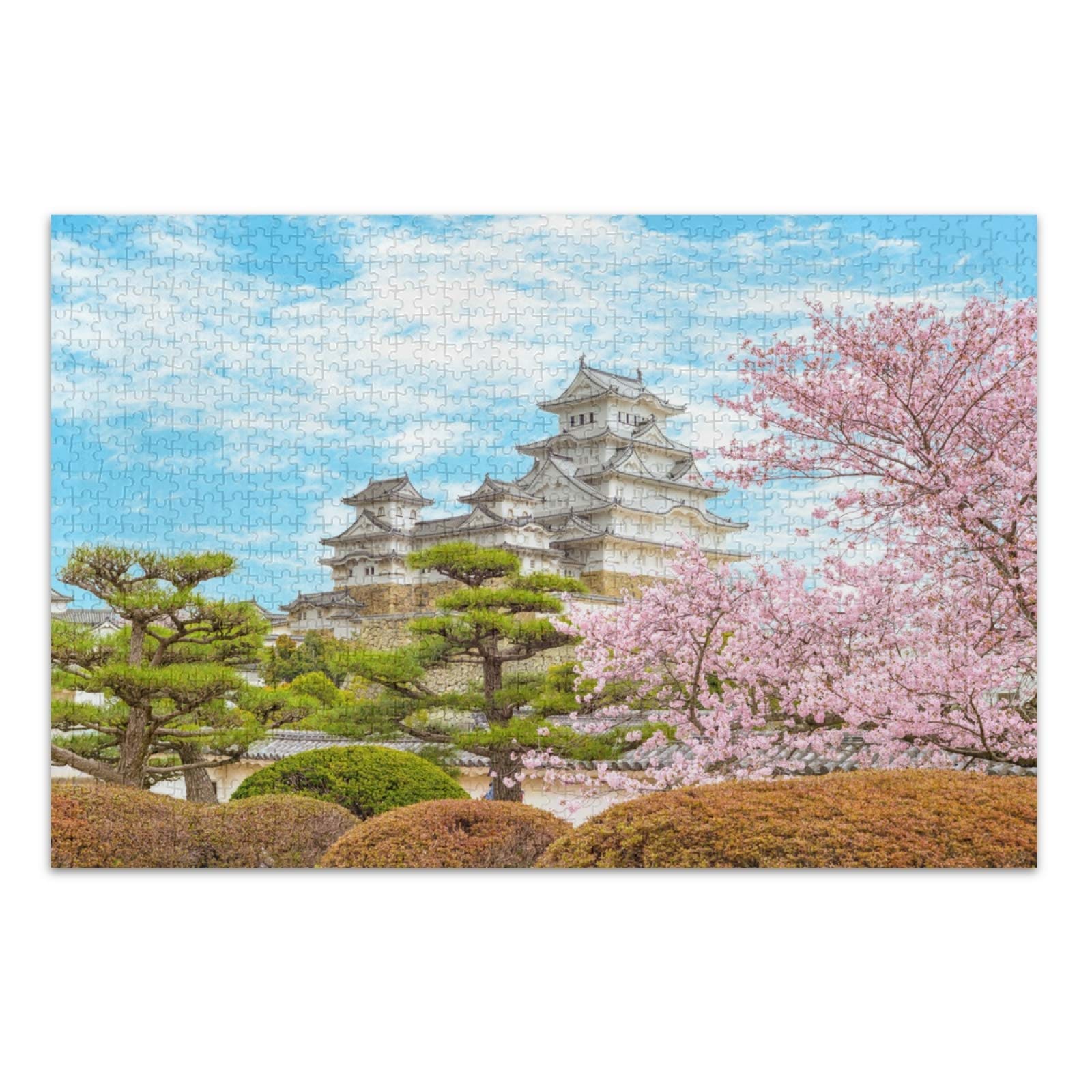 Qilmy Himeji Castle Cherry Blossom 500-Piece Jigsaw Puzzle for Adults - Japanese Landscape Puzzle, Family Board Game & Home Decor (Upgraded Version) - Perfect for Relaxation, Gift Giving & Interior Design