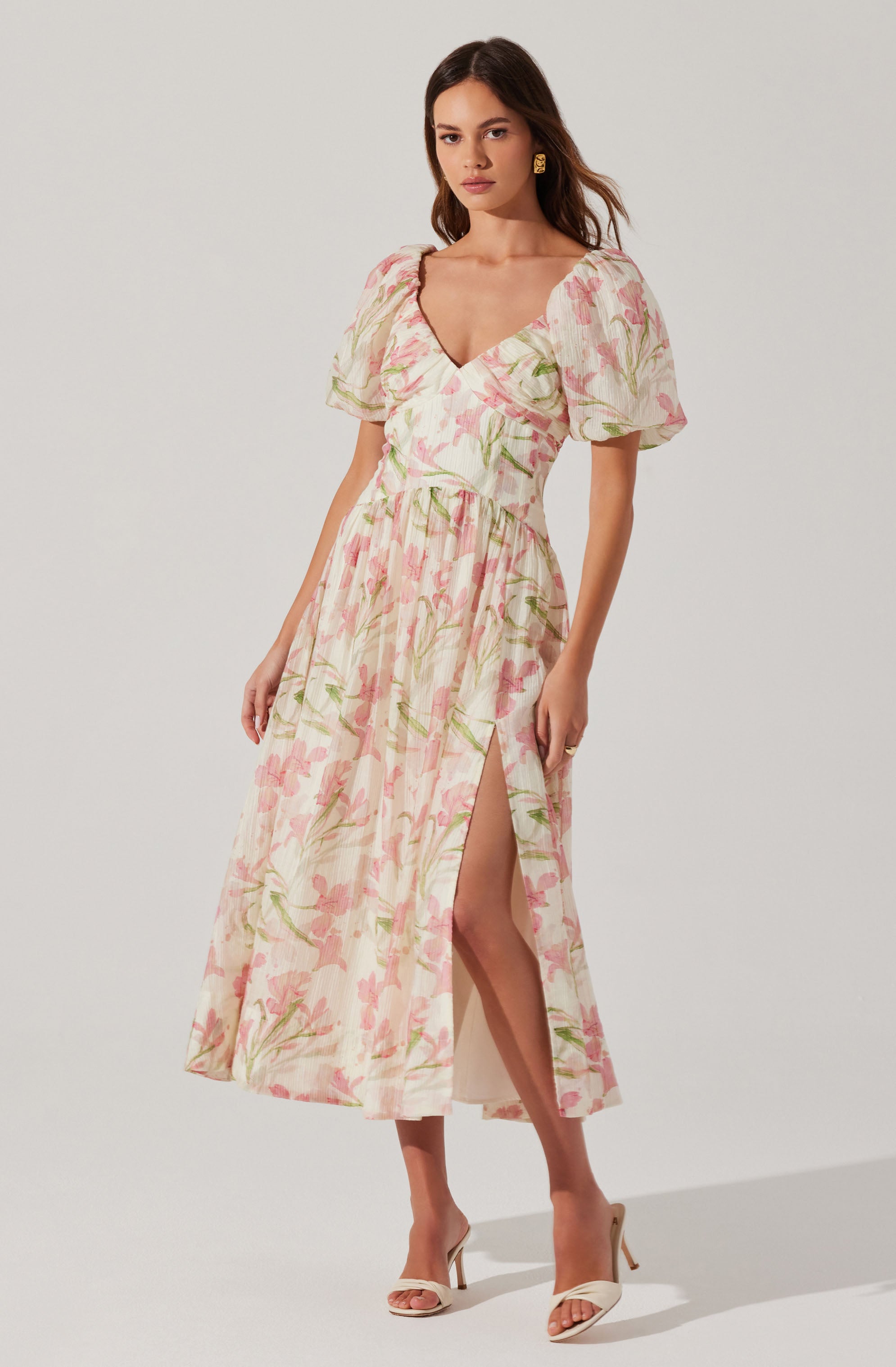 Sasilia Floral Print Puff Sleeve Dress for Women - Elegant Summer Party, Wedding Guest, or Date Night Outfit
