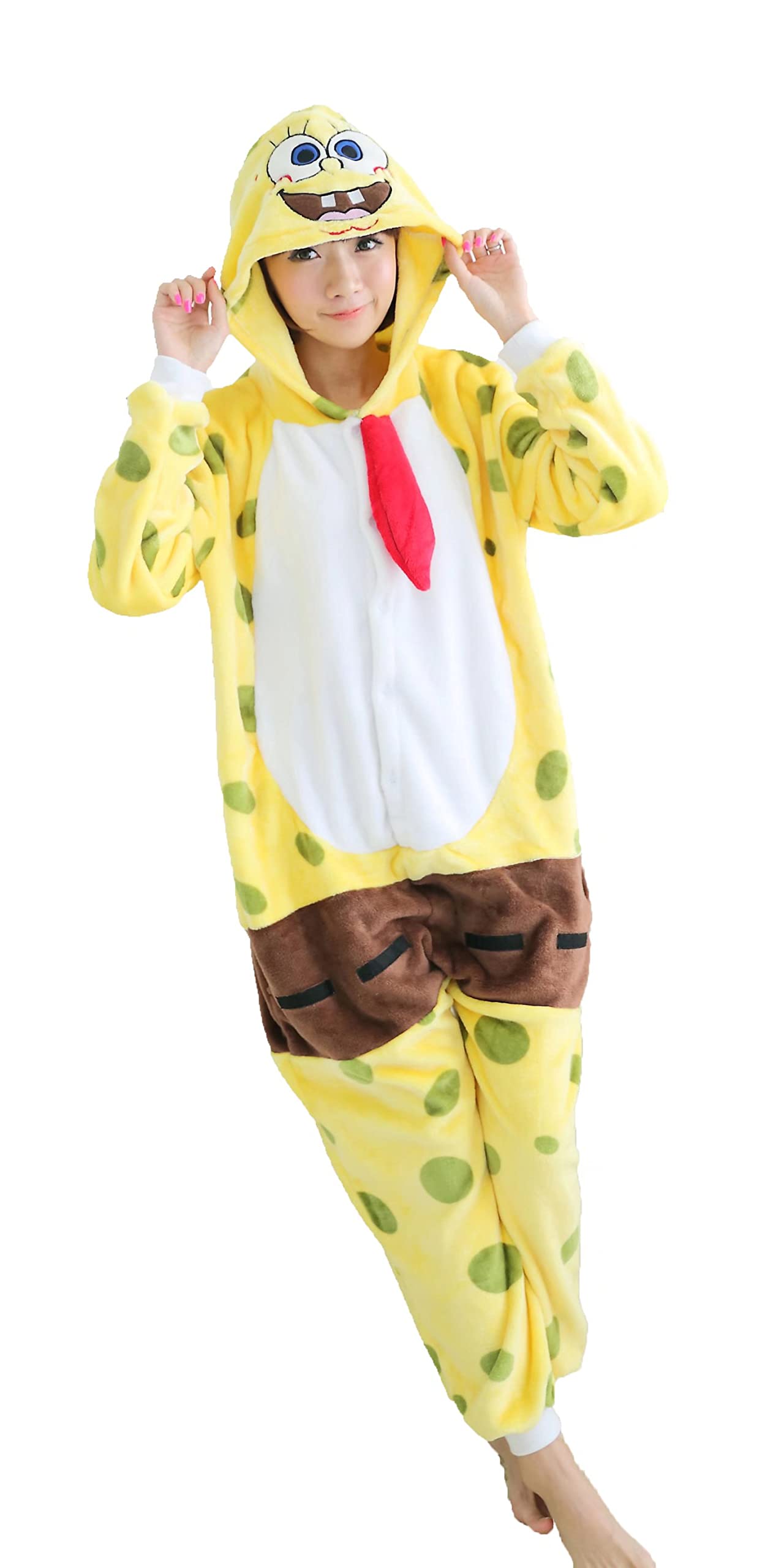 Unisex Spongebob Animal Costume - One-Piece Pajamas for Halloween, Christmas & Cosplay | Soft Homewear for Parties, Sleepwear & Family Fun