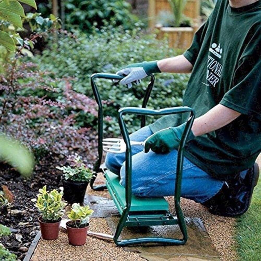 **YUEGOO Folding Garden Kneeler Seat with Handles & Tools Bag - Padded Seat for Comfort, Space-Saving Design - Perfect for Gardening, Planting, Weeding & Outdoor Activities**