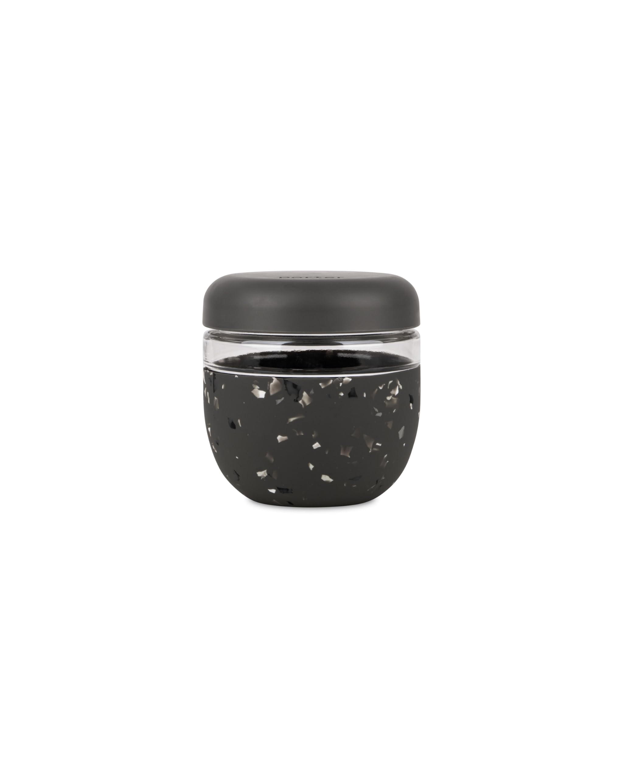 W&P Porter Seal Tight Glass Food Storage Container with Lid - 24oz Terrazzo Charcoal, Leakproof & Spill Proof Meal Prep Container, Microwave & Dishwasher Safe Borosilicate Glass - Perfect for Meal Prepping, Leftovers & Office Lunch Storage