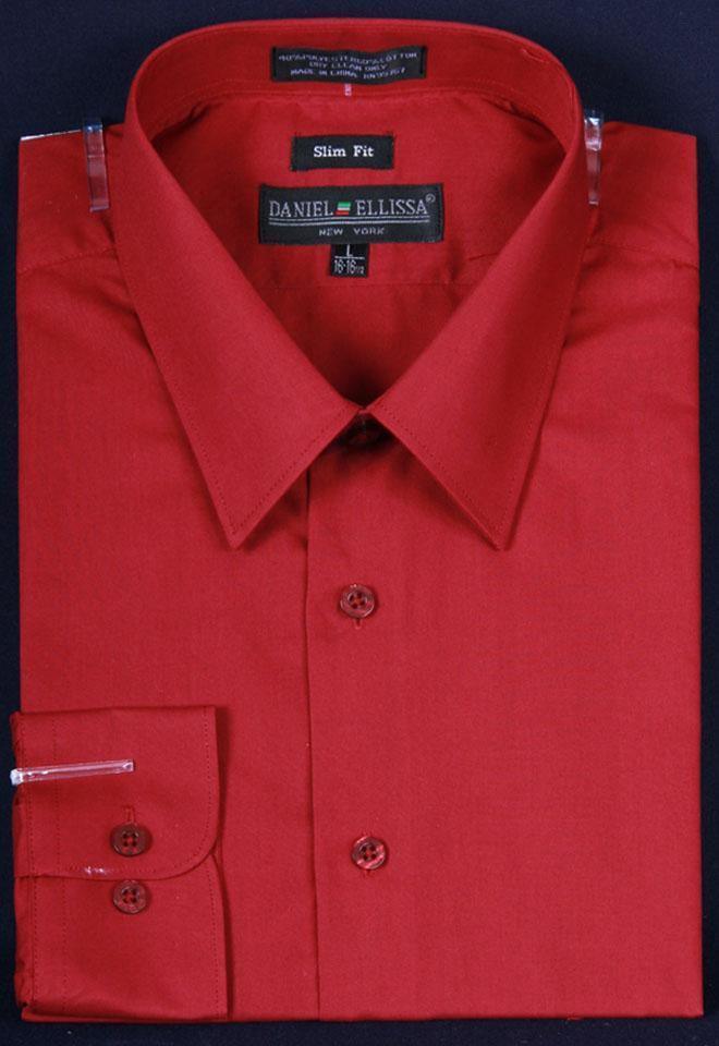 Premium Men's Slim Fit Dress Shirt - Burgundy Red Formal Shirt for Business, Office & Special Occasions