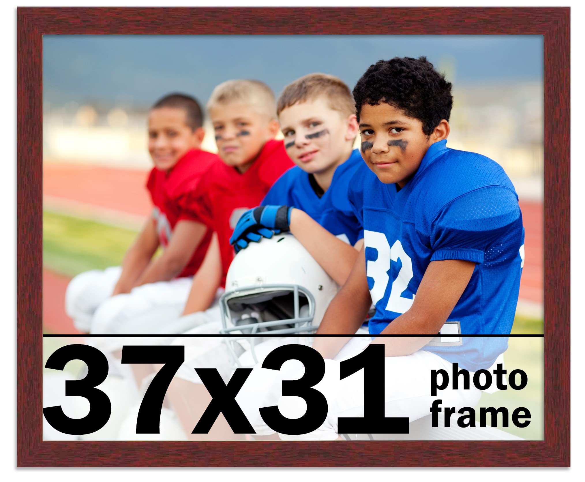 CountryArtHouse 37x31 Inch Solid Mahogany Wood Picture Frame with UV Acrylic Plexiglass - Acid Free Foam Backing & Hanging Hardware Included - Perfect for Wall Art, Family Photos, and Home Decor