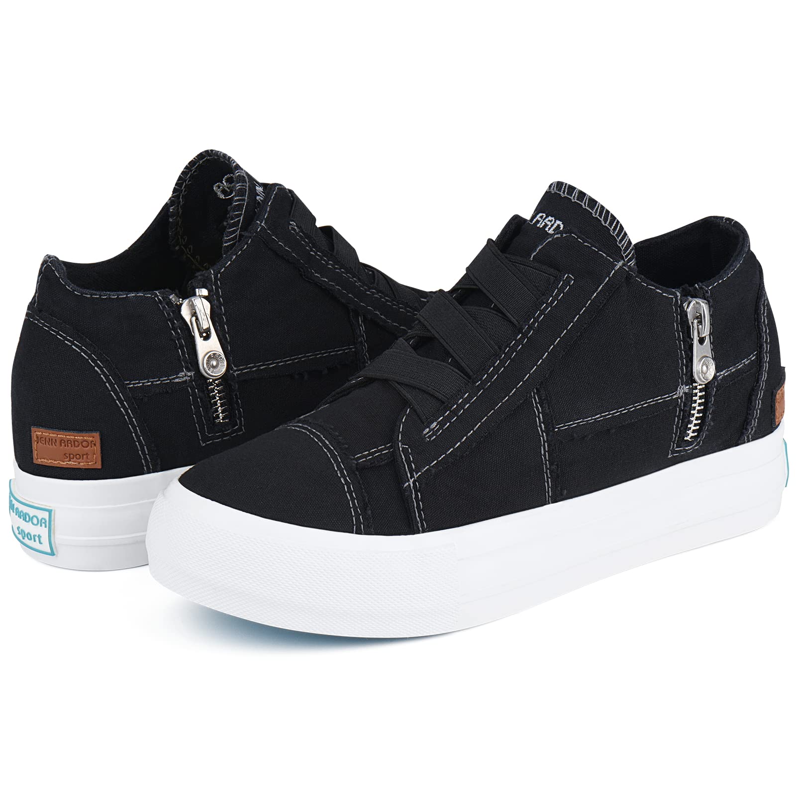 **JENN ARDOR Women's Wedge Sneakers - Hidden Platform Slip-On Booties, Closed Toe Casual Shoes for Walking, Work & Everyday Comfort**