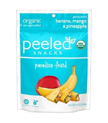 Organic Dried Fruit Snack Mix - Peeled Snacks Paradise Found, 3.5oz (Pack of 12) | Healthy On-The-Go Snacking for Work, Hiking & Travel