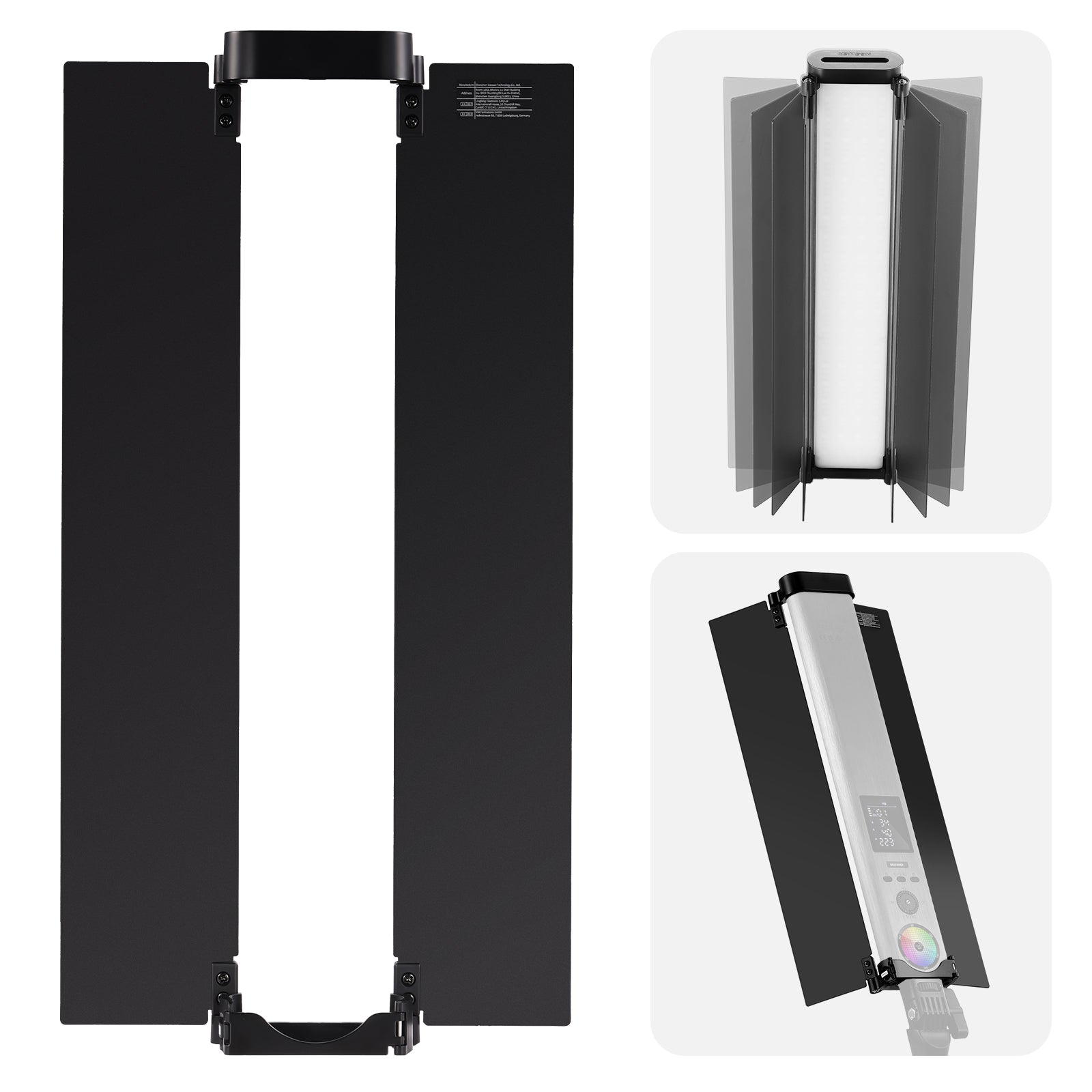 NEEWER CT3 Two Flap Metal Barndoors for BH30S LED Light - Professional Lighting Accessory for Photography & Video Studio Use