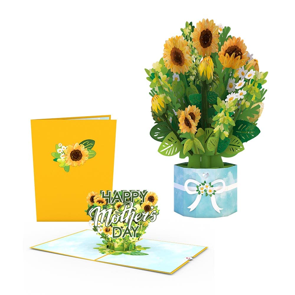 Lovepop Grand Sunflower Mother’s Day Gift Set - 3D Pop-Up Greeting Card & Paper Flower Bouquet - Unique Handmade Floral Arrangement for Mom - Perfect for Mother’s Day, Birthday & Anniversary Celebrations