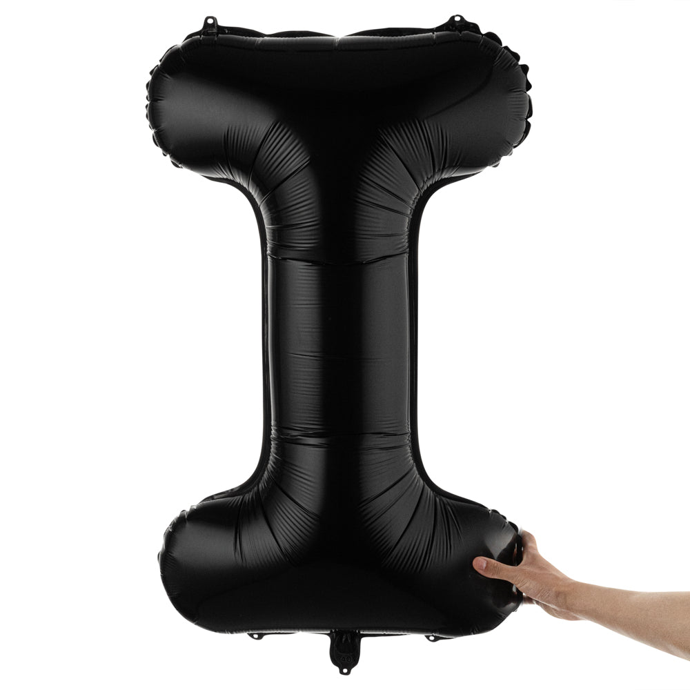 Black Mylar Letter I Balloon - 40 Inch Large Foil Balloon for Birthday Party Decorations, Graduation, Baby Shower & Special Events - 1 Count Box
