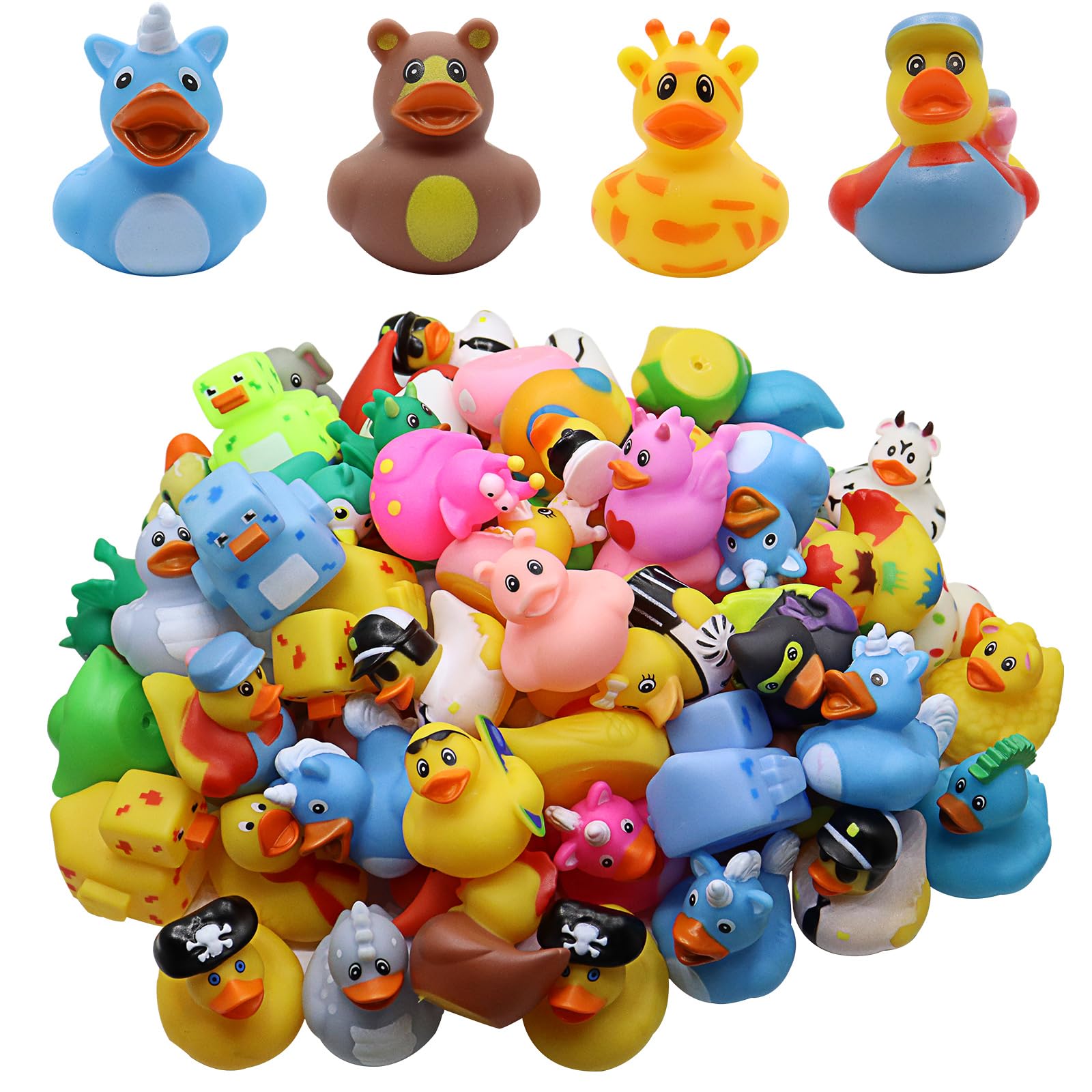 100 Pack Bulk Rubber Duck Bath Toys - Fun Floating Ducks for Kids, Baby Showers, Birthday Gifts & Classroom Prizes | Perfect for Pool, Beach, Summer Parties & Jeep Decorations | Durable Bathtub, Party Favors & Water Play Toys