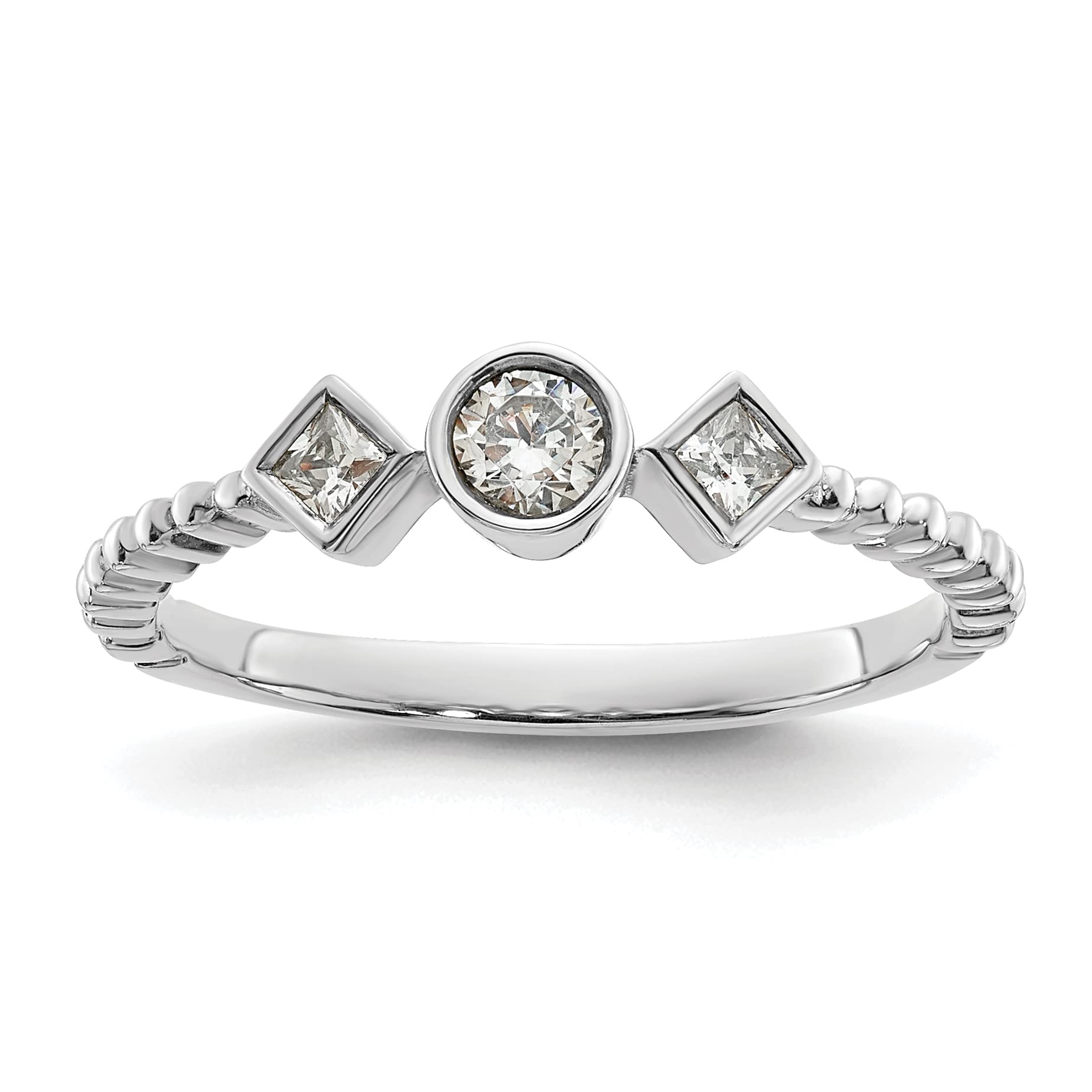 0.25ct CZ Solitaire 14K White Gold Scalloped Wedding Band Ring for Women - Petite Round Diamond Complete Ring - Perfect for Engagement, Anniversary & Bridal Jewelry Gifts - RM7789E-025-WAA