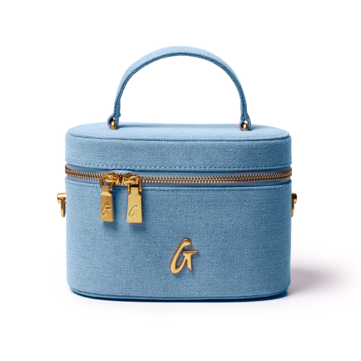 JUMBO DENIM GOLD VANITY BAG - Large Fashionable Women's Handbag for Parties, Travel & Everyday Use