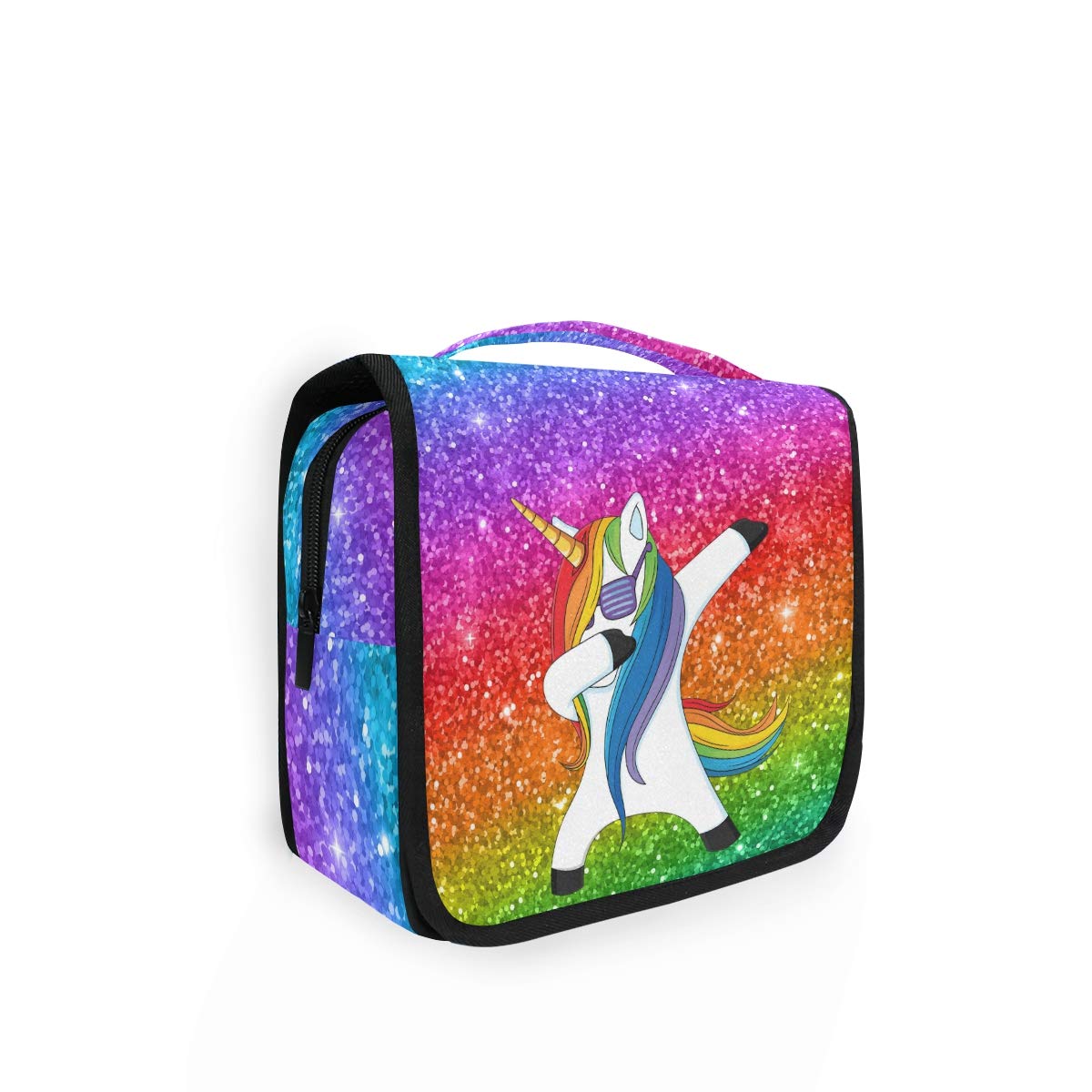 Funny Unicorn Travel Toiletry Bag - Hanging Cosmetic Organizer with Zipper Pockets & Handle - Portable Wash Bag for Women, Men & Girls - Perfect for Vacations, Camping & Gym Essentials