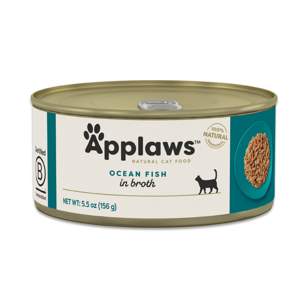 Applaws Natural Wet Cat Food - Ocean Fish in Broth, Grain-Free & High Protein, Perfect for Adult Cats & Kittens - Ideal for Mealtime, Hydration & Picky Eaters
