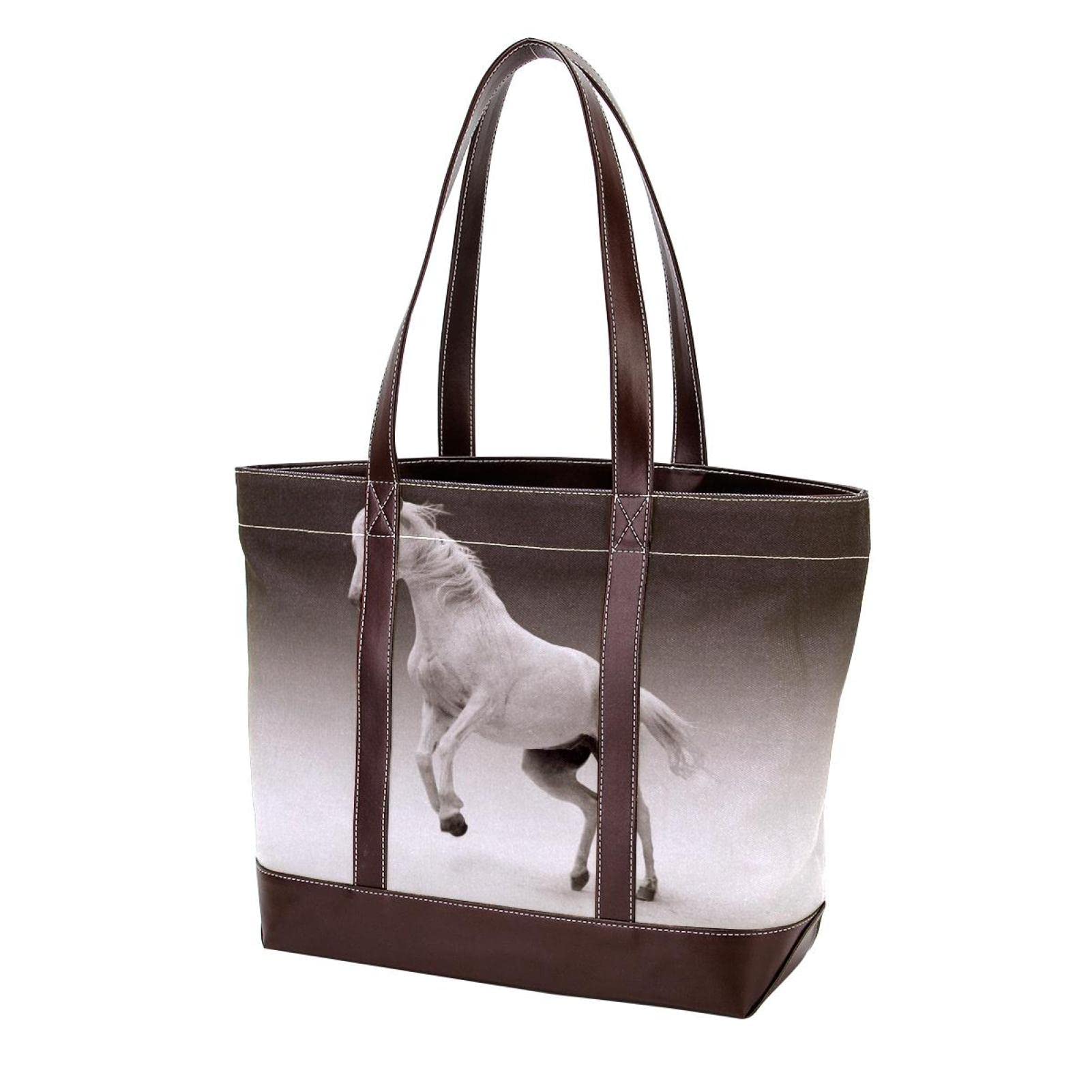 Stylish Pig Animal Crown Tote Bag - Large Leather & Canvas Shoulder Purse for Women - Elegant Top Handle Satchel Hobo Handbag - Perfect for Work, Shopping & Travel Accessories