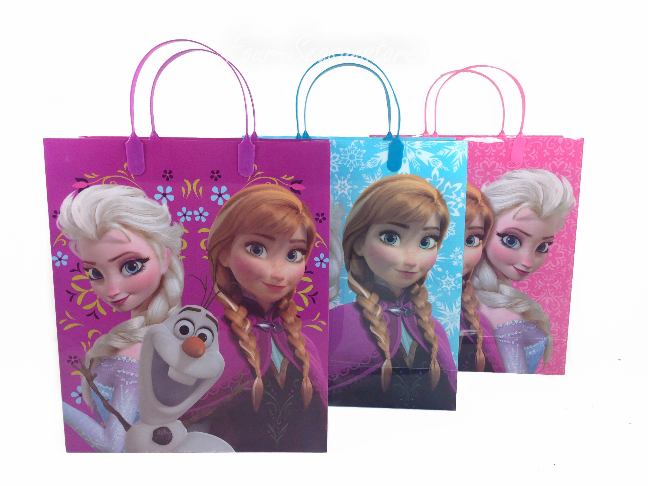 12-Pack Frozen Elsa Anna & Olaf Themed Party Favor Bags - 12.5x10.5x4 Inch Birthday Goodie Bags for Kids, Disney Frozen Party Supplies, Baby Shower & Christmas Gift Bags