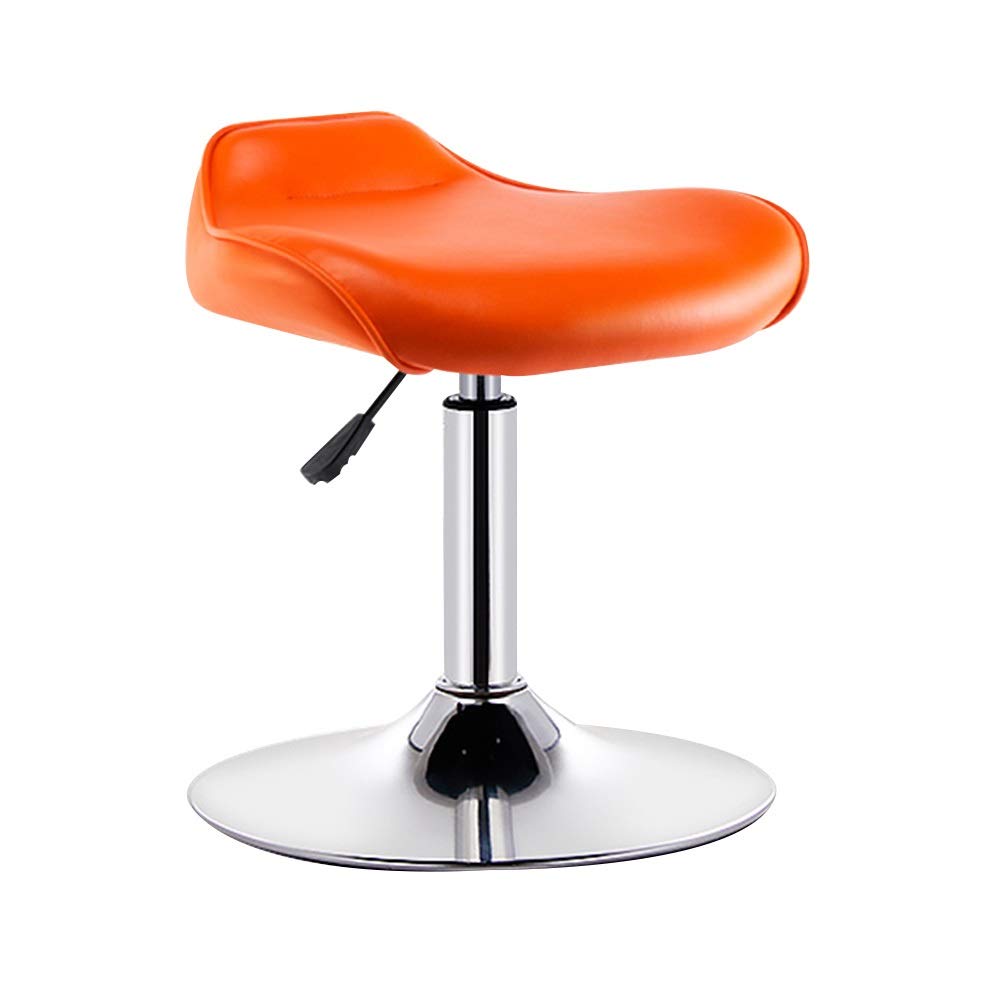 Adjustable Height PU Leather Swivel Bar Stools - Armless Hydraulic Counter Stools for Kitchen, Coffee Shop & Home Bar (Orange Cushion, 38.5x38.5cm, Height 40-55cm) - Perfect for Breakfast Nooks, Kitchen Islands & Commercial Use