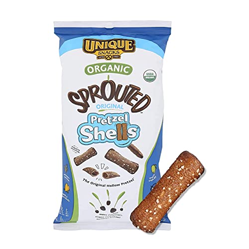 Organic Sprouted Shells Snacks | Vegan, Homestyle Baked, OU Kosher & Non-GMO Certified | 8oz Bags (Pack of 6) | Perfect for School Lunches, Office Snacks & Healthy On-the-Go Treats