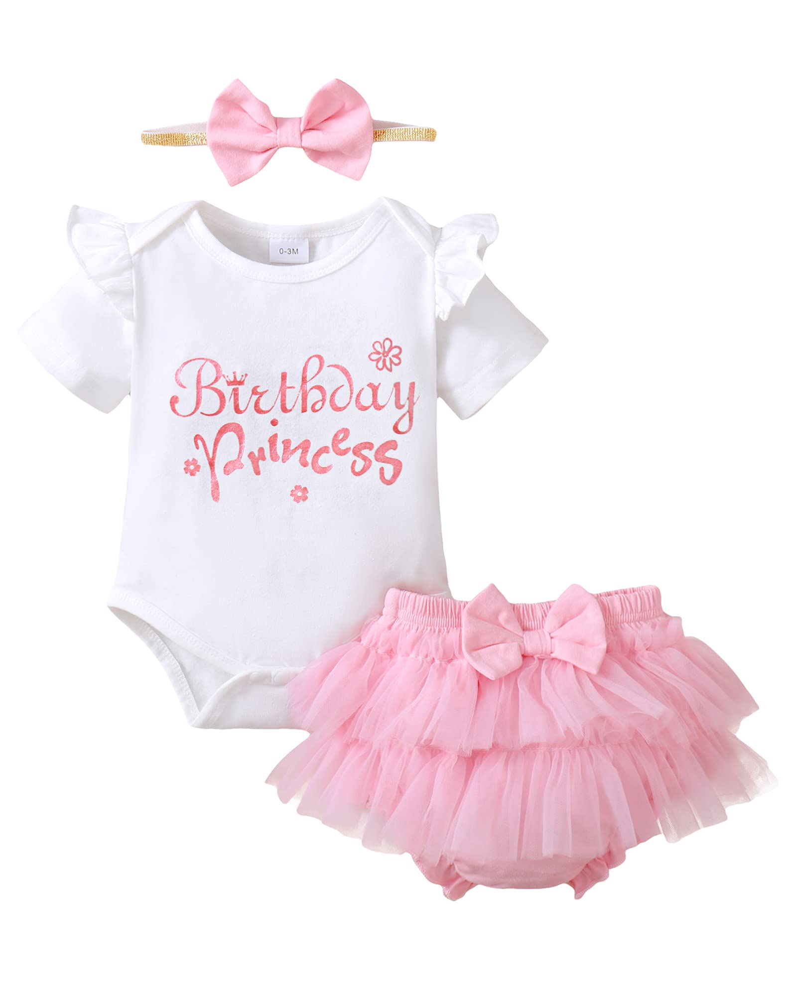 Kucnuzki Newborn Baby Girl Clothes - Floral Ruffle Romper & Shorts Set | Cute Summer Outfit for Infant Girls | Perfect Gift for Baby Showers & Photoshoots