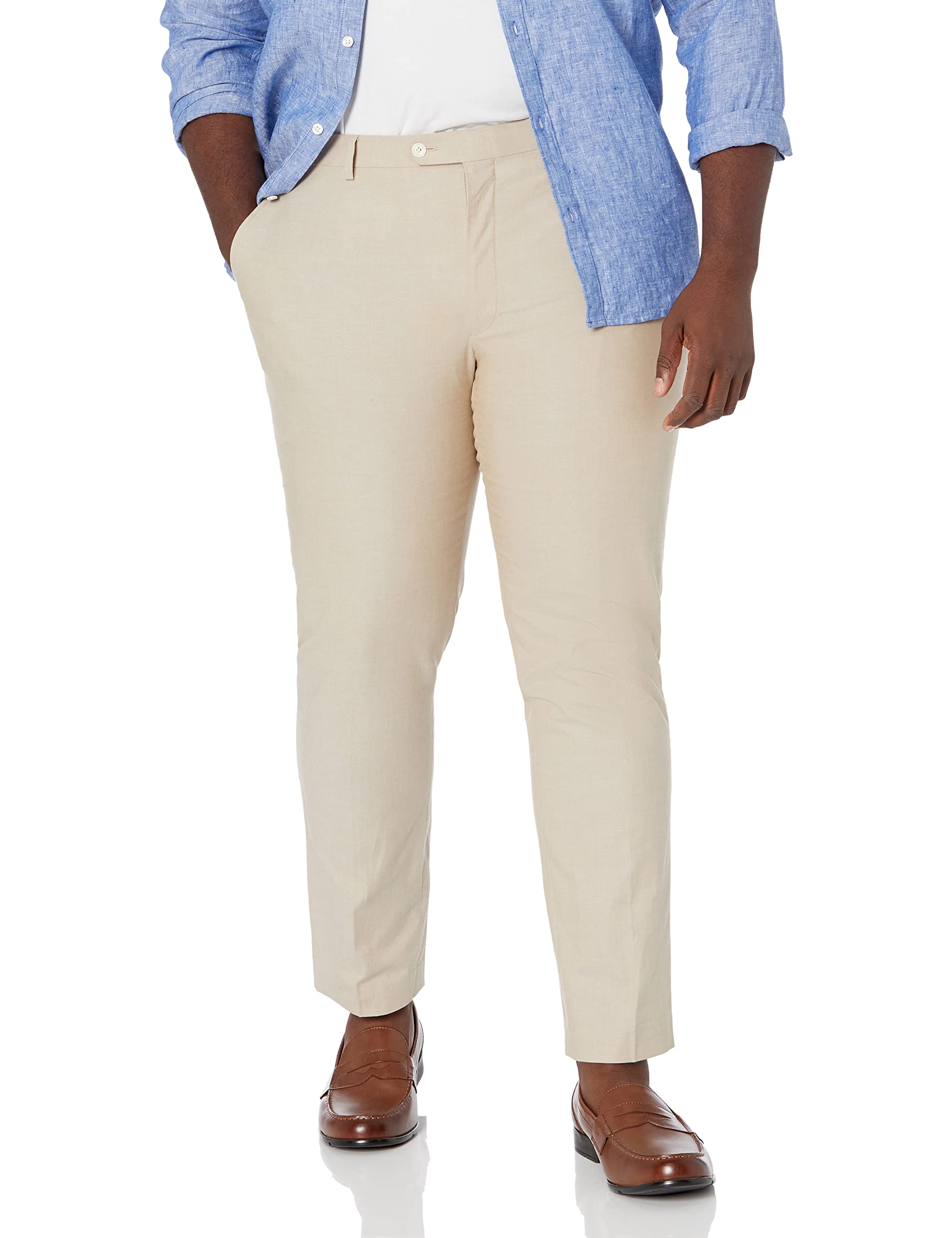Tommy Hilfiger Men's Hall Plain Pleat Dress Pants - Classic Fit Formal Trousers for Office, Business & Wedding Occasions