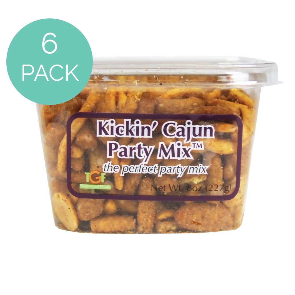 Kickin' Cajun Party Mix Snacks – 6 Pack (8oz Each) | Spicy Cajun Seasoned Trail Mix for Parties, Camping & Movie Nights