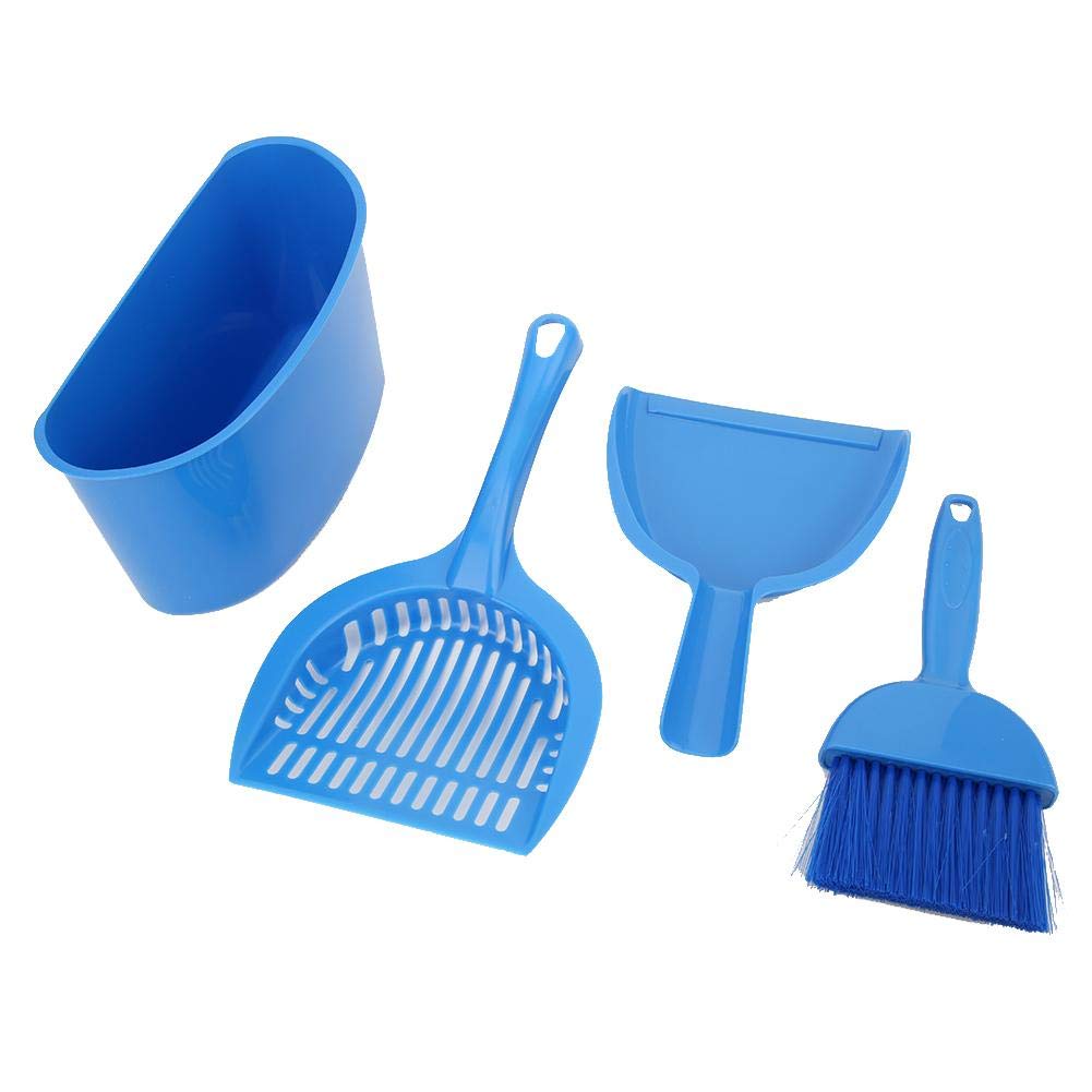 4PCS Cat Litter Cleaning Tool Kit - Mini Dustpan & Brush Set with Litter Scoop, Handheld Broom & Bucket for Easy Pet Waste Cleanup | Perfect for Litter Box, Floor & Carpet Cleaning