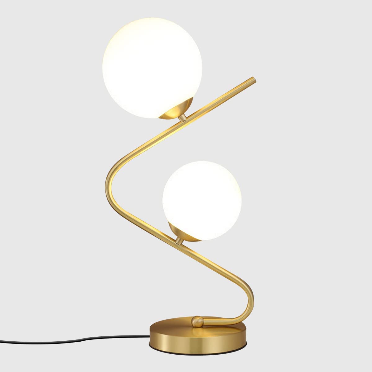 Flyrose Minimalist Globe Table Lamp - 2-Light Gold Frosted Glass Nightstand Lamp, Nordic Style Sphere Desk Light with Creative Glass Ball Design for Bedroom, Living Room, Office | Perfect for Reading, Decor & Ambient Lighting