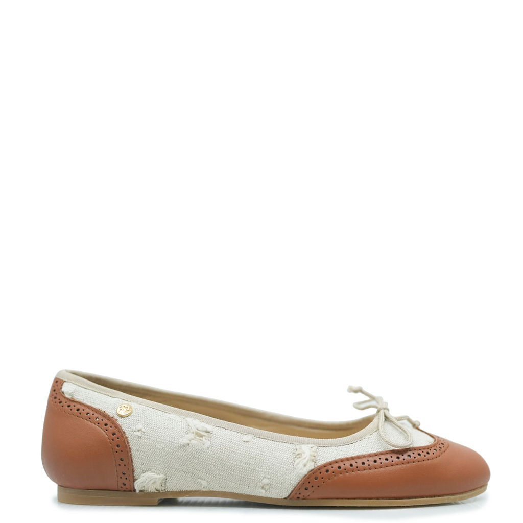 Manuela Sand Wash Wingtip Ballet Flats for Women - Comfortable & Stylish Loafers for Casual Wear, Office & Travel
