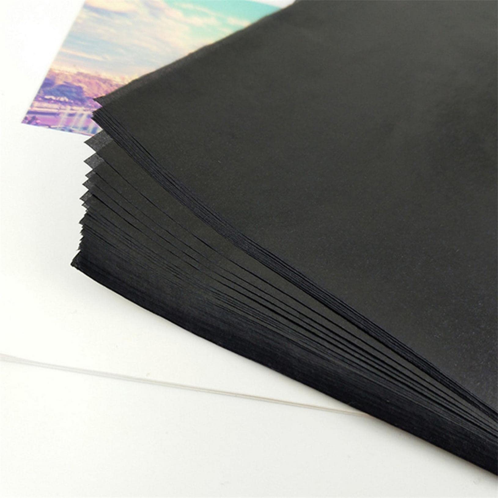Flsofot Carbon Paper for Tracing - 100Pcs Black Carbon Copy Paper for Drawing & Art Projects | A4 Single-Sided Transfer Paper for Paper, Wood, Metal, Fabric & Canvas | Perfect for DIY Crafts, Sketching & Pattern Transfer