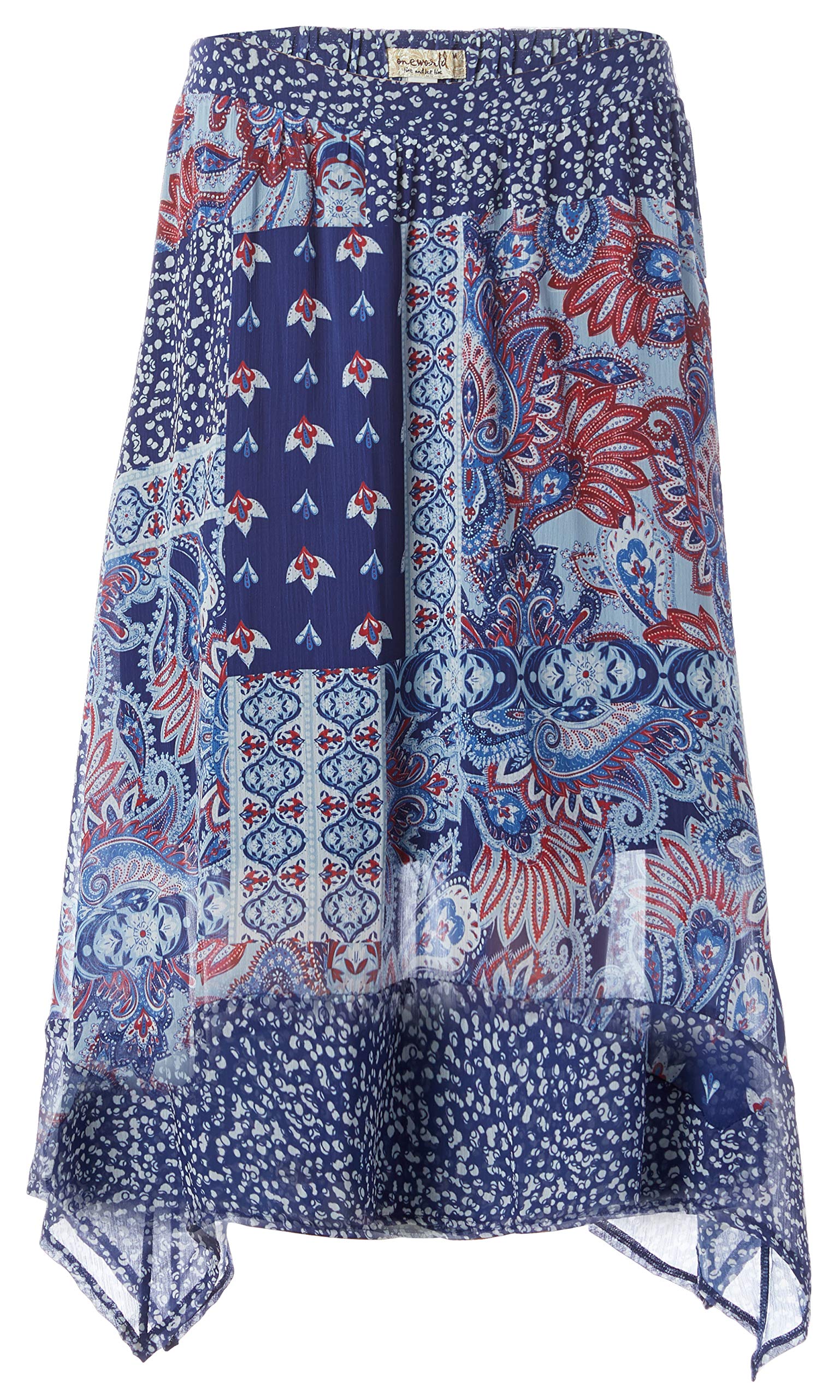 OneWorld Printed Handkerchief Hem Skirt for Women - Casual & Office Wear