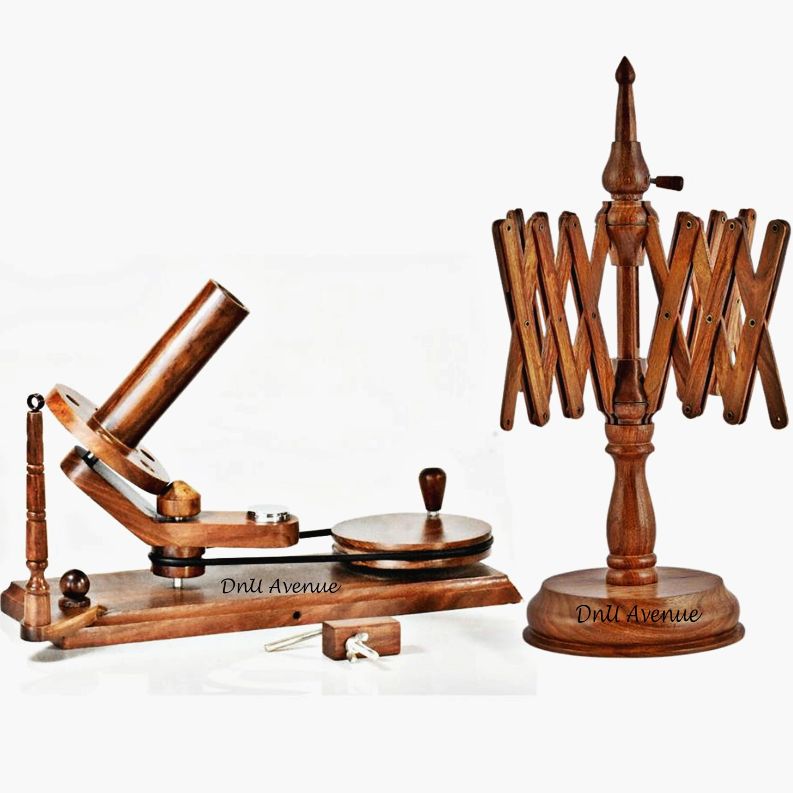 Premium Wooden Yarn Winder & Swift Combo Set for Knitting and Crocheting - Handcrafted Indian Rosewood Tabletop Yarn Ball Winder with Storage Bowl - Perfect for DIY Yarn Projects, Crafting, and Home Knitting Accessories