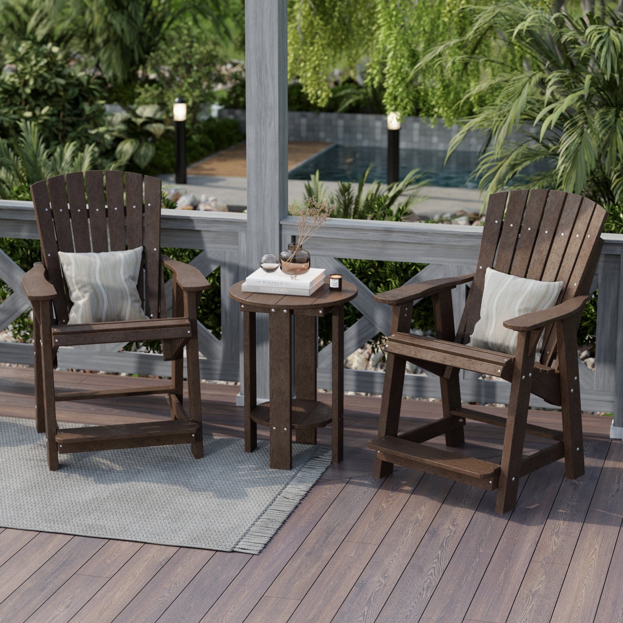 Premium Heritage High Adirondack Chair - Solid Wood Outdoor Patio Furniture for Garden, Deck, Poolside & Backyard Relaxation